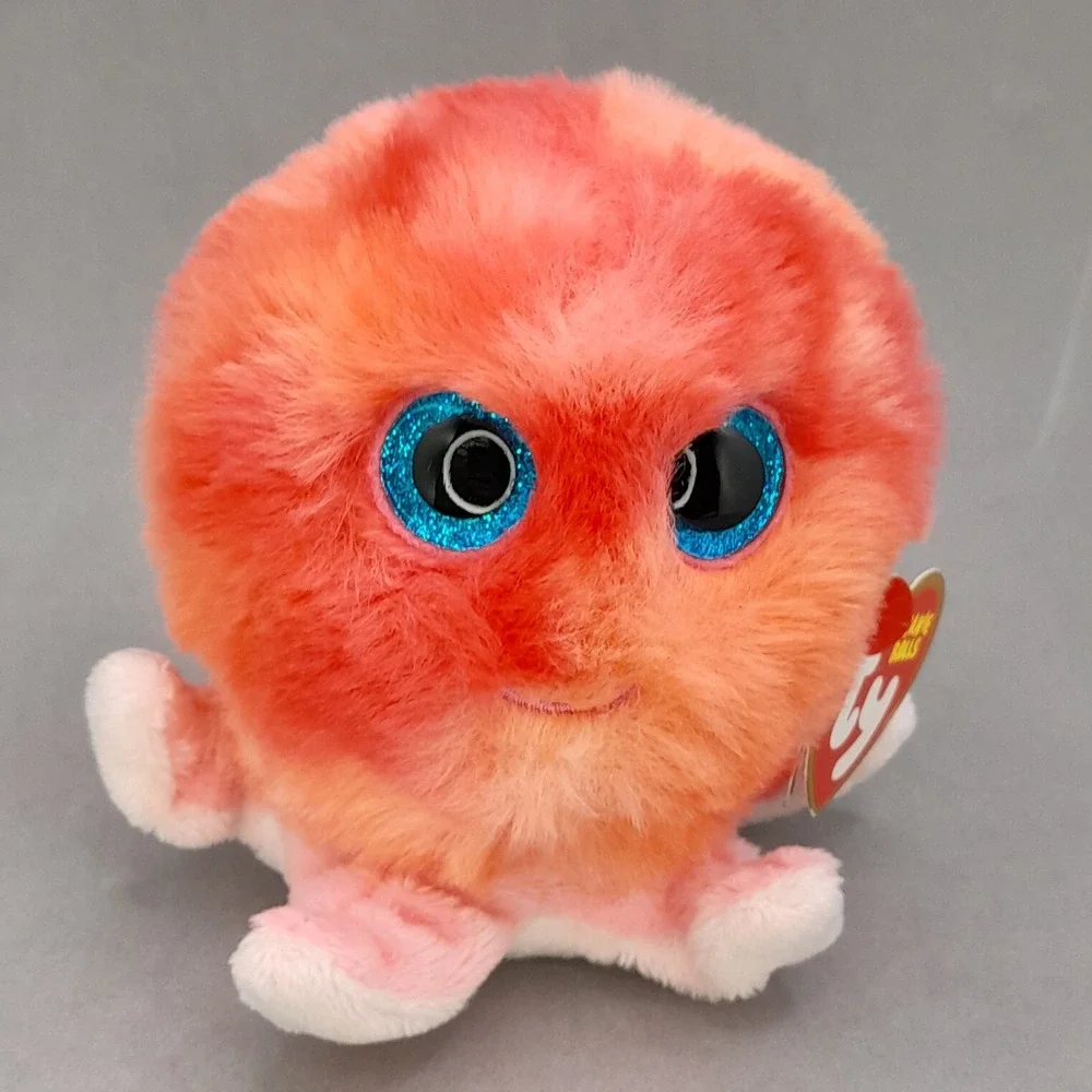 Ty Beanie Balls Sheldon Octopus Orange Pink Plush Stuffed Animal Weighted 4 inch